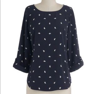 ModCloth Zoom Bisou Top in Navy
